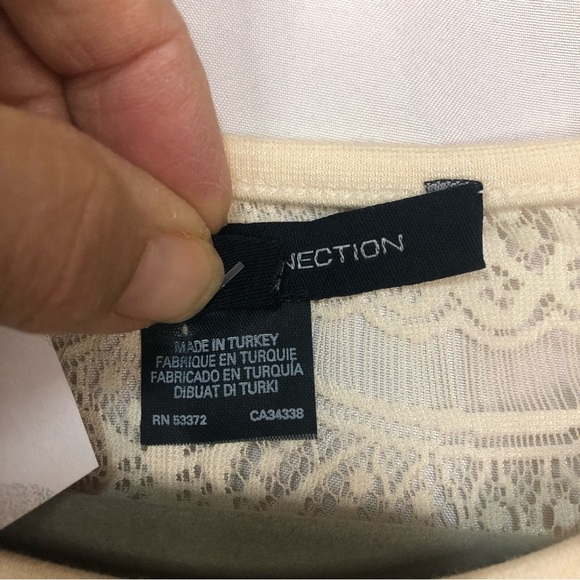 French Connection Women’s Dress Back Lace Inset Cap Sleeve Cream Color - Picture 7 of 10